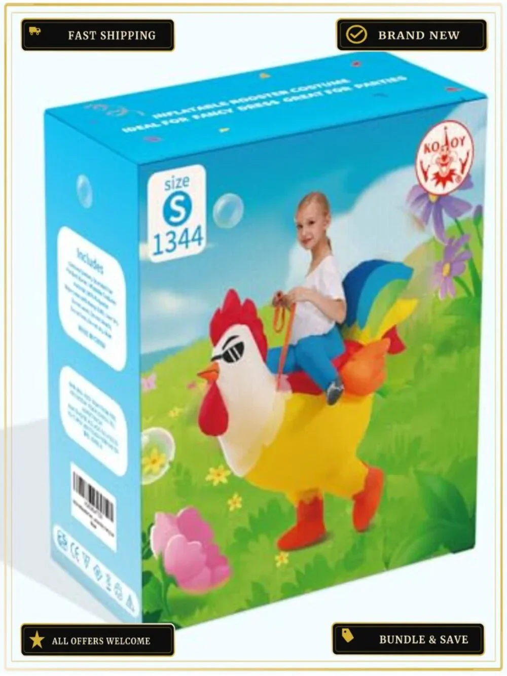 Kids Inflatable Chicken Costume Halloween Rooster Blow Up Suit 7-9 Years